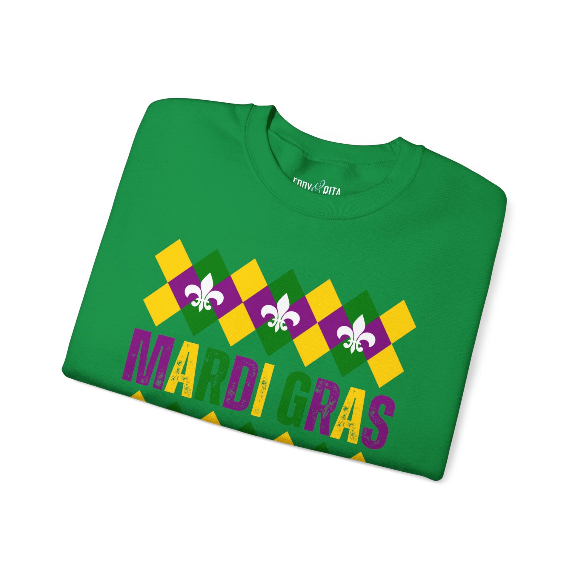 Mardi Gras Fleur-de-Lis Women's Sweatshirt: Festive Comfort with Stylish Elegance - Eddy and Rita