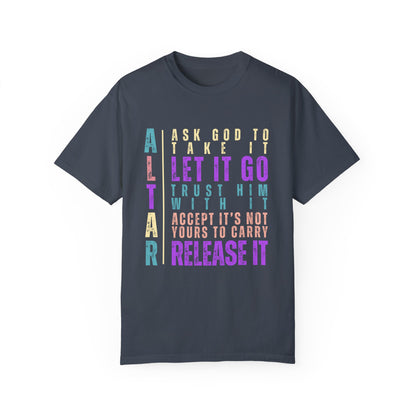 "Altar" Women's Comfort Colors T-Shirt with Christian Meaning - Eddy and Rita