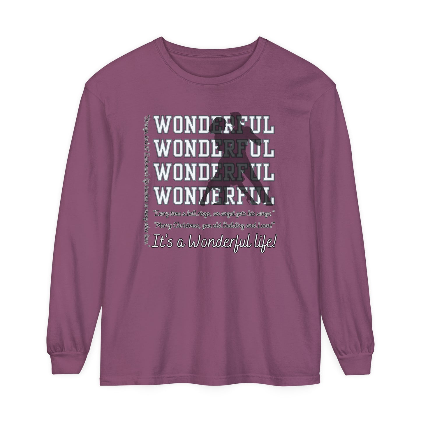 Women's Comfort Colors Long Sleeve Tee: Christmas Movie Inspired by 'It's a Wonderful Life'!- Eddy and Rita