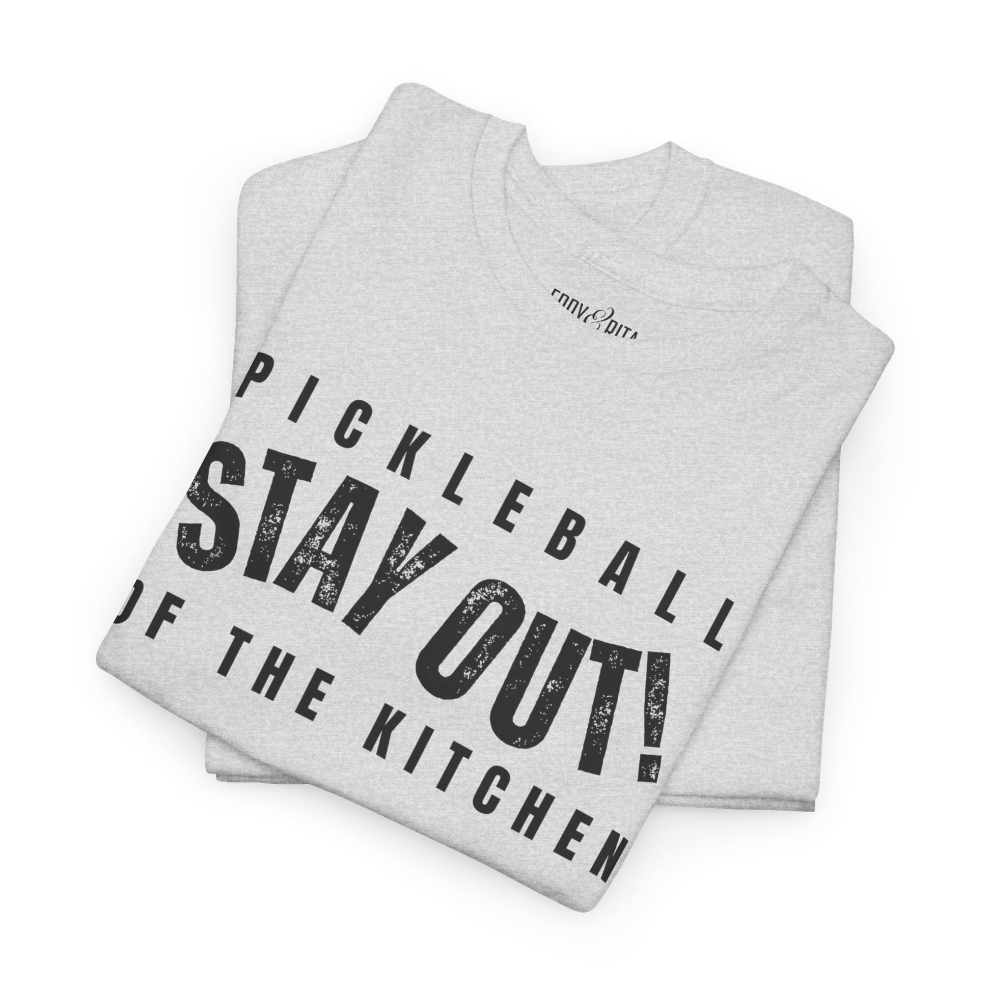 Eddy and Rita Women's Heavy Cotton T-Shirt - "Pickleball Stay Out of the Kitchen" Graphic Tee for Pickleball Enthusiasts