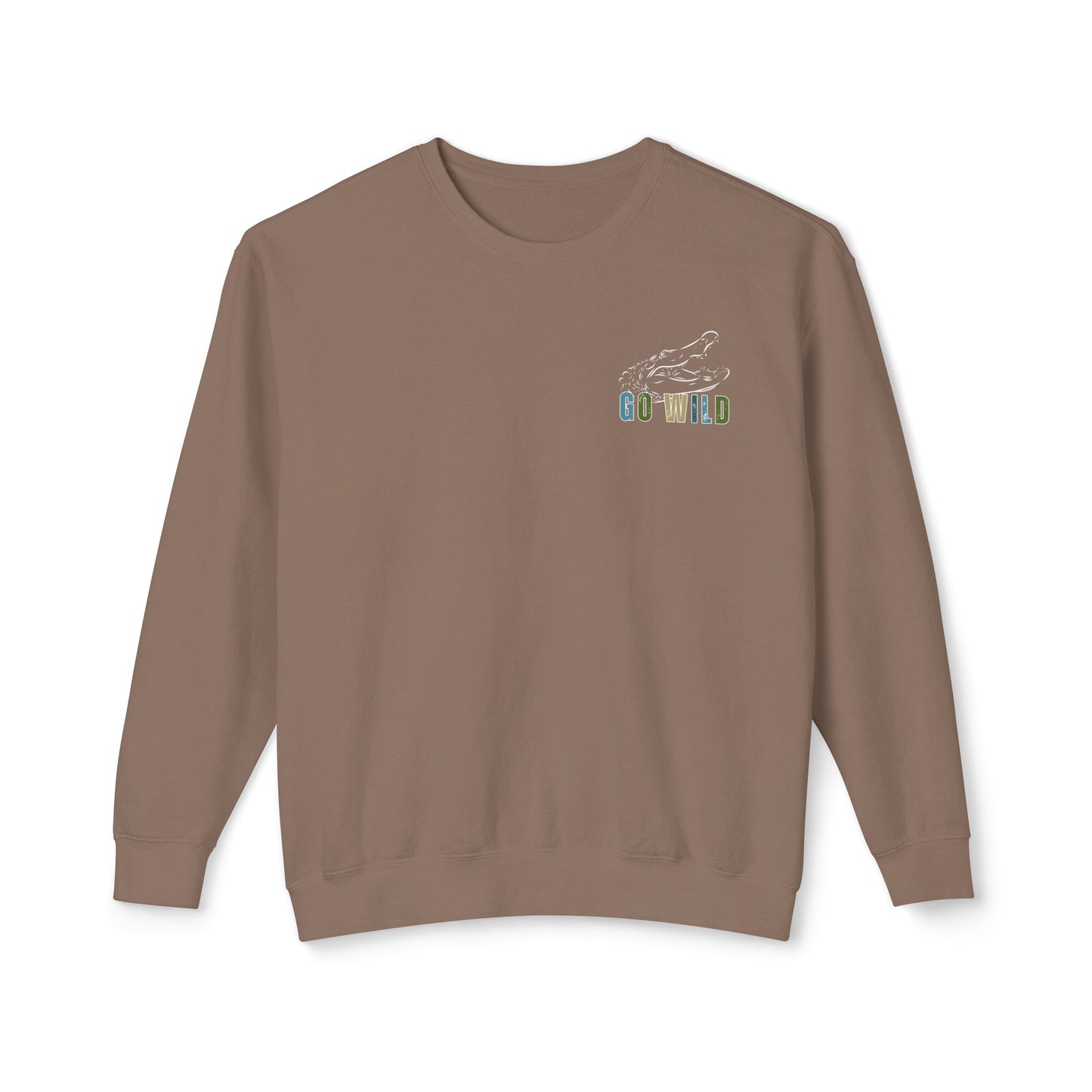 Eddy and Rita Men's Comfort Lightweight Crewneck Sweatshirt - "Go Wild" Alligator Graphic