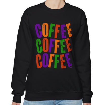 Women's Heavy Sweatshirt - "Coffee Coffee Coffee" Halloween Colors Graphic Pullover