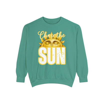 Chase the Sun Women's Comfort Colors Sweatshirt - Cozy and Inspirational - Eddy and Rita