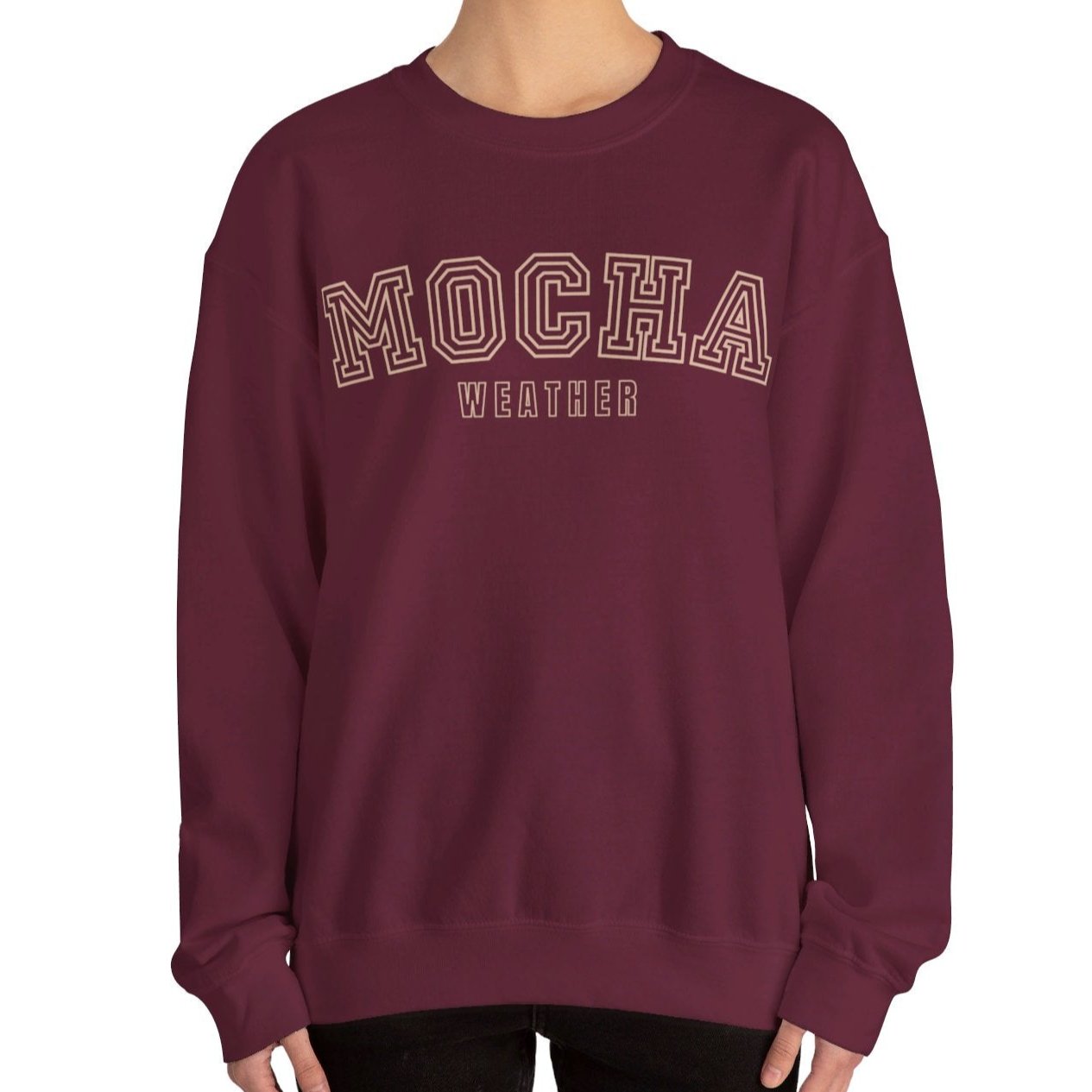 Women's Heavy Blend Sweatshirt – "Mocha Weather" Cozy Graphic Sweatshirt