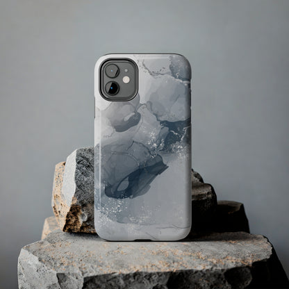 Gray and White Marble Pattern Cell Phone Case - Elegant and Sleek Device Cover