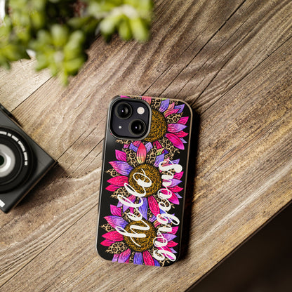 Hello Gorgeous Pink Purple Leopard Sunflowers iPhone Case - Stylish Floral Protective Cover