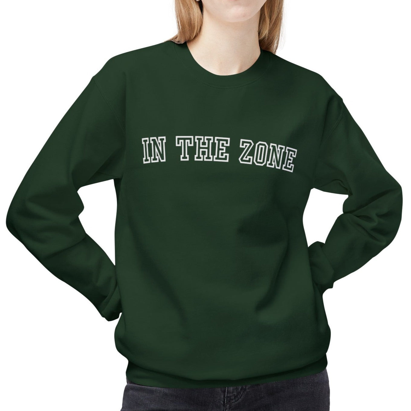 Eddy and Rita Women's Midweight Crewneck Sweatshirt - "In the Zone" Motivational Graphic Pullover