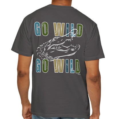 Eddy and Rita Men's Comfort Colors T-Shirt - "Go Wild" Alligator Graphic Tee