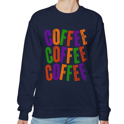 Women's Heavy Sweatshirt - "Coffee Coffee Coffee" Halloween Colors Graphic Pullover