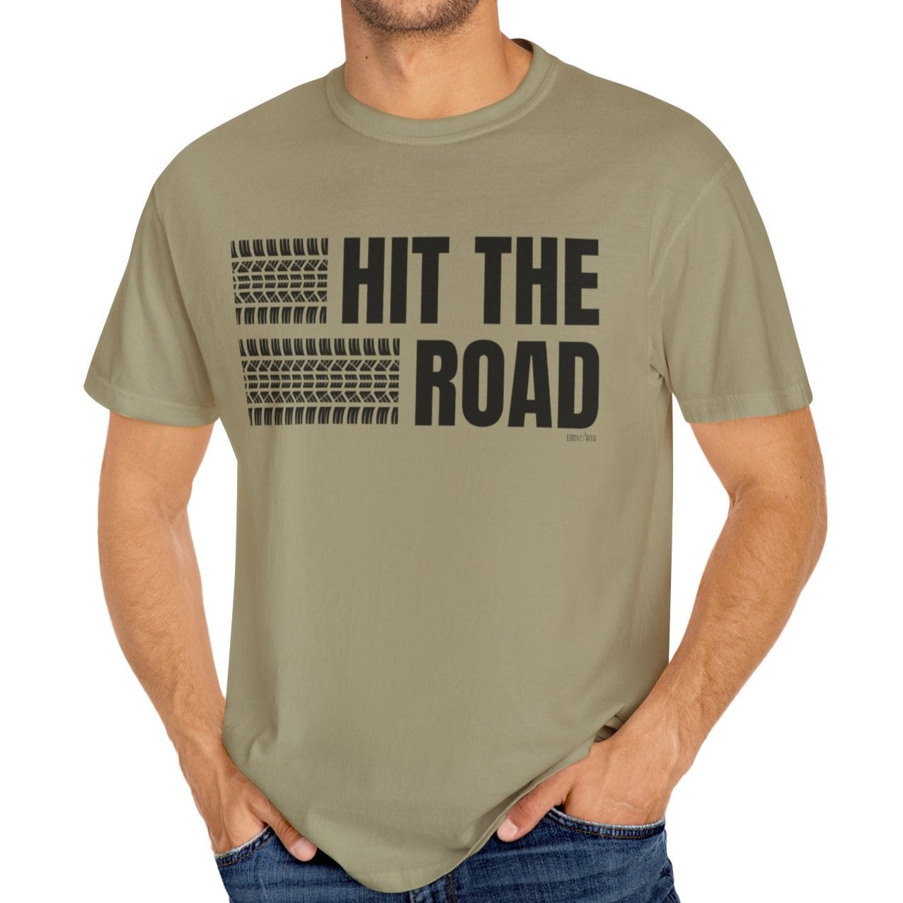 Eddy and Rita Men's Comfort Colors Lightweight T-Shirt - "Hit the Road" Graphic Tee