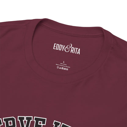 Eddy and Rita Unisex Heavy Cotton T-Shirt - "Serve It Up Pickleball Athletic Department" Graphic Tee