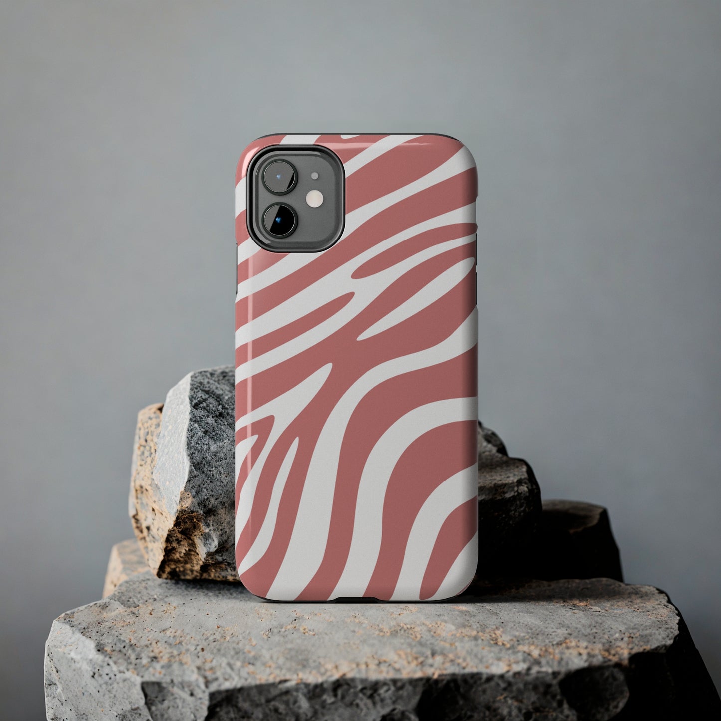 Pink and White Zebra Stripes iPhone Case - Stylish and Protective Cover for Your Device