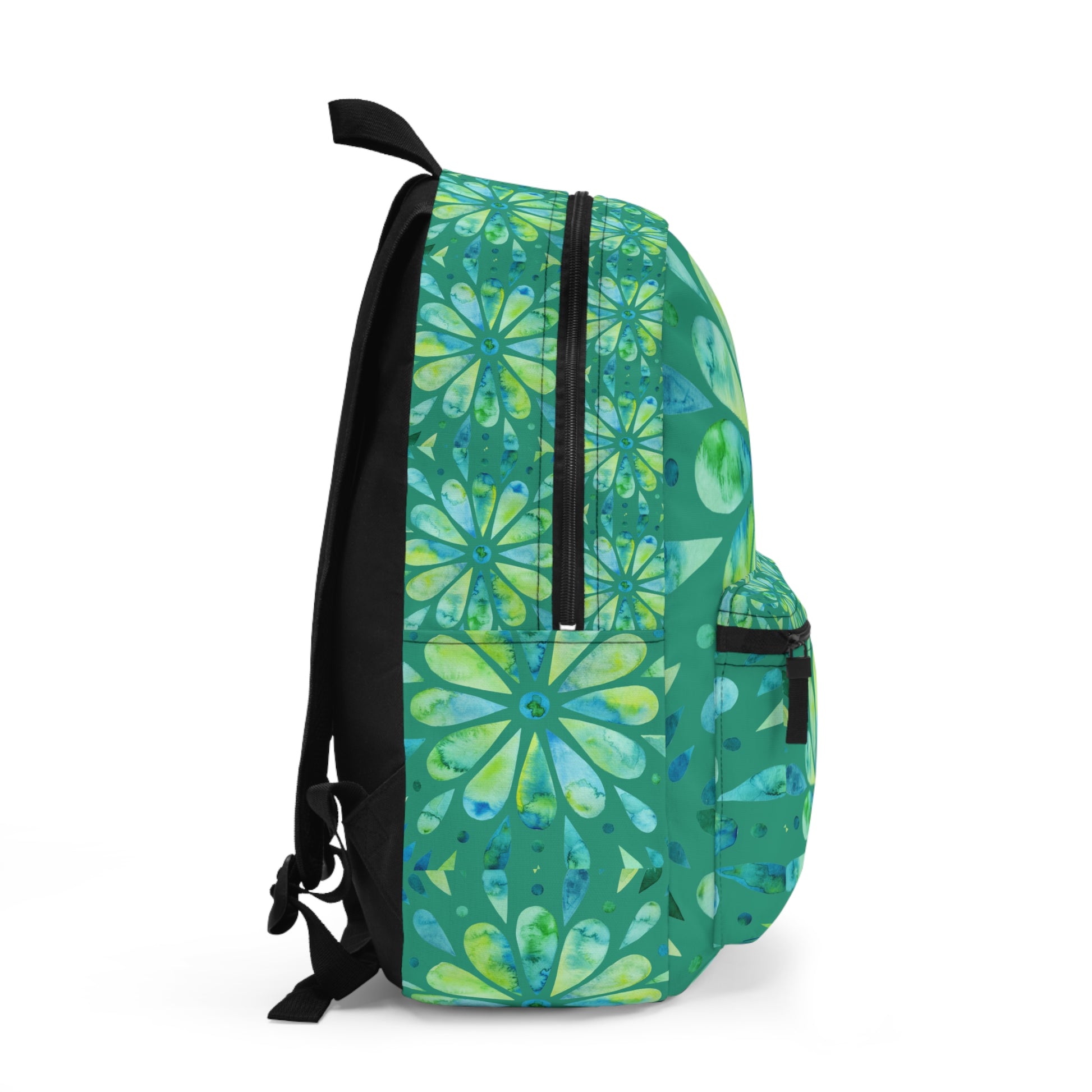 Eddy and Rita Women's Turquoise and Lime Watercolor Mandala Backpack - Premium Designer Bag for Stylish Moms, Nurses, and Professionals