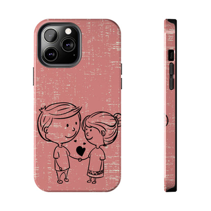 Romantic Couple Holding Hands Line Drawing Cell Phone Case - Rose Colored Love Cover