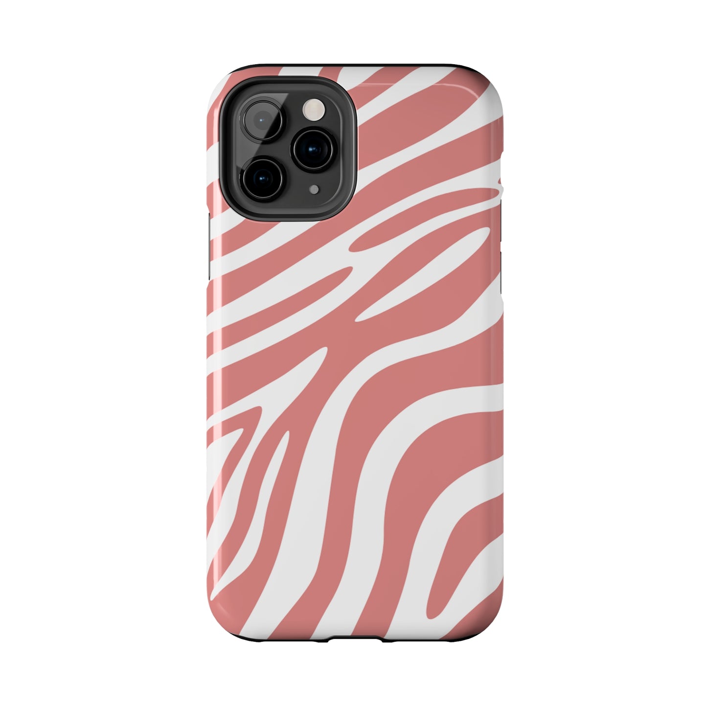 Pink and White Zebra Stripes iPhone Case - Stylish and Protective Cover for Your Device