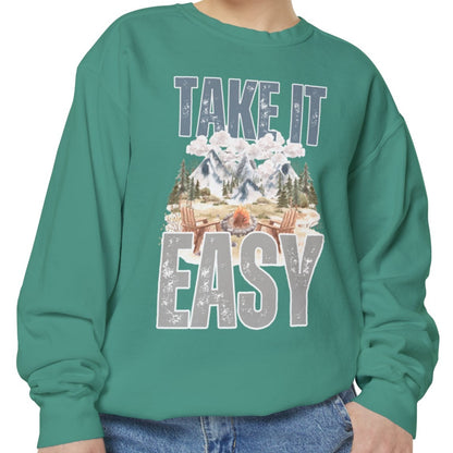 Take It Easy Cozy Comfort Colors Women's Sweatshirt - Embrace Comfort