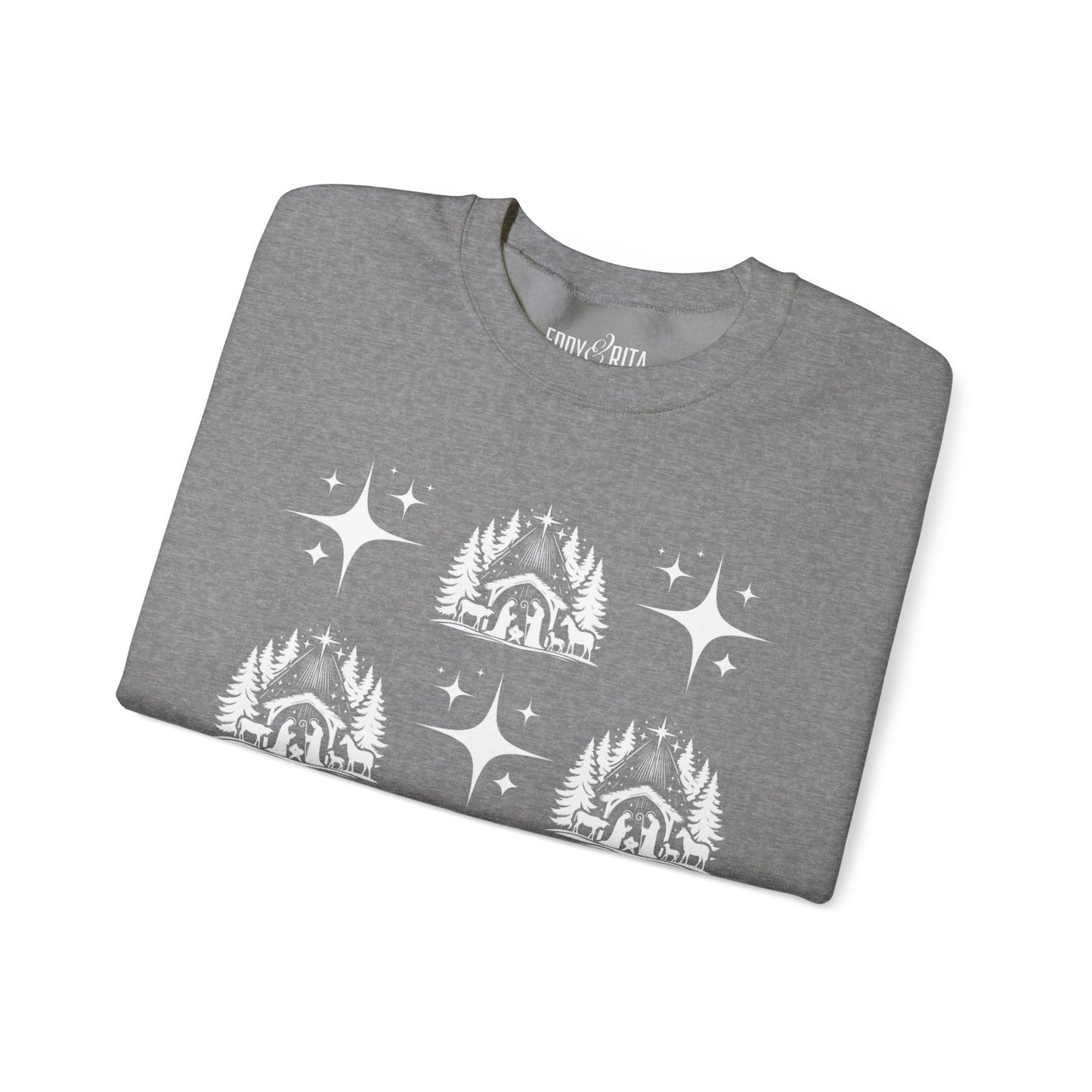 Women's Heavy Sweatshirt – "Christmas Nativity" Faith-Inspired Holiday Graphic Sweatshirt