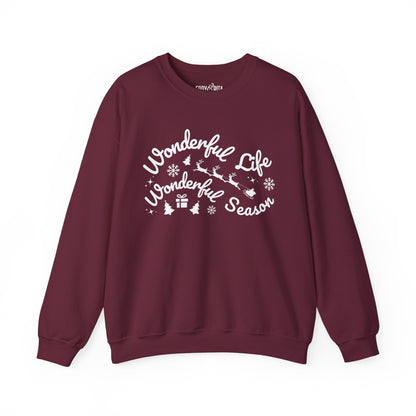 Women's Heavy Sweatshirt – "Wonderful Life Wonderful Season" Inspirational Holiday Graphic Sweatshirt