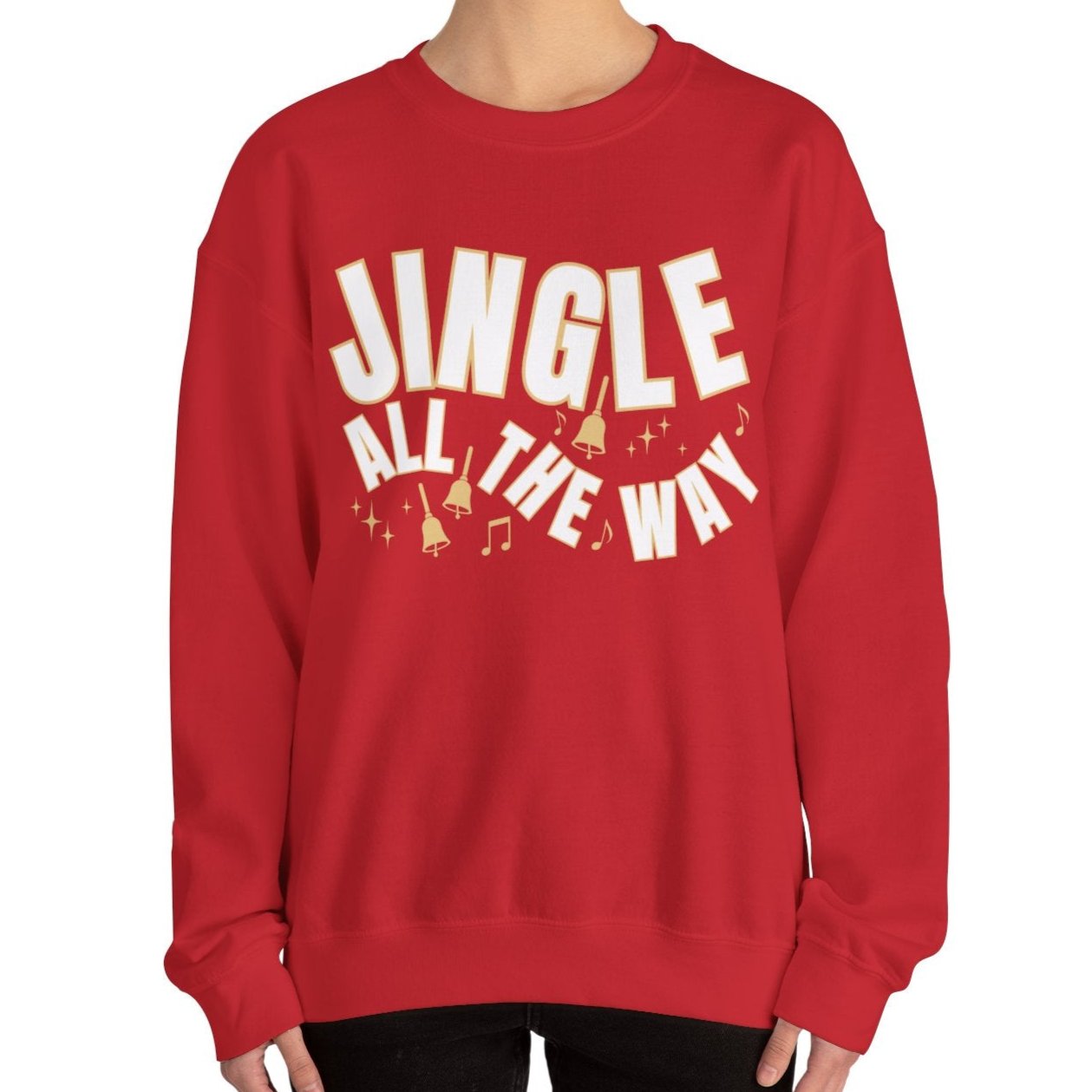 Women's Heavy Sweatshirt – "Jingle All The Way" Festive Christmas Graphic Sweatshirt