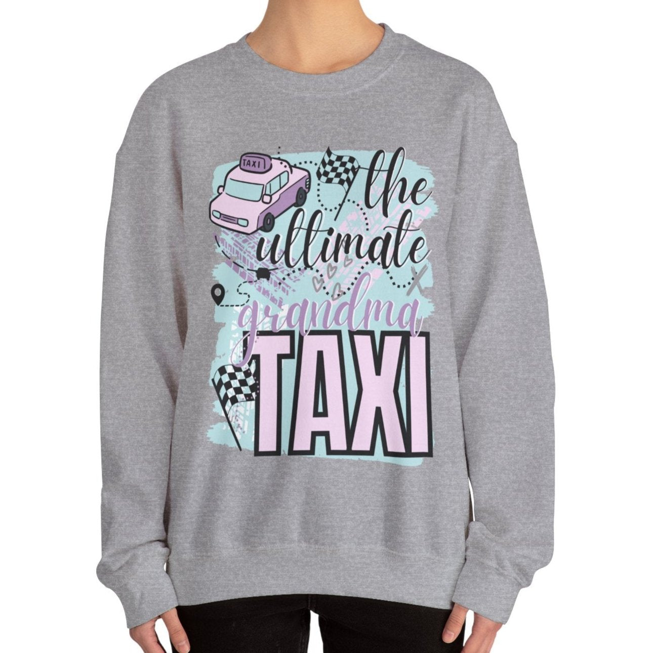 Women's Heavy Sweatshirt – "The Ultimate Grandma Taxi" Fun and Cozy Family Graphic Sweatshirt