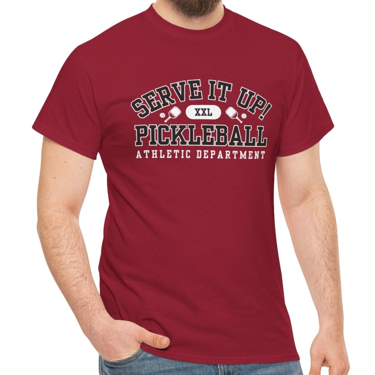 Eddy and Rita Unisex Heavy Cotton T-Shirt - "Serve It Up Pickleball Athletic Department" Graphic Tee