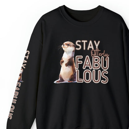 Stay Otterly Fabulous: Women's Sweatshirt with Otter and Arm Detail - Eddy and Rita