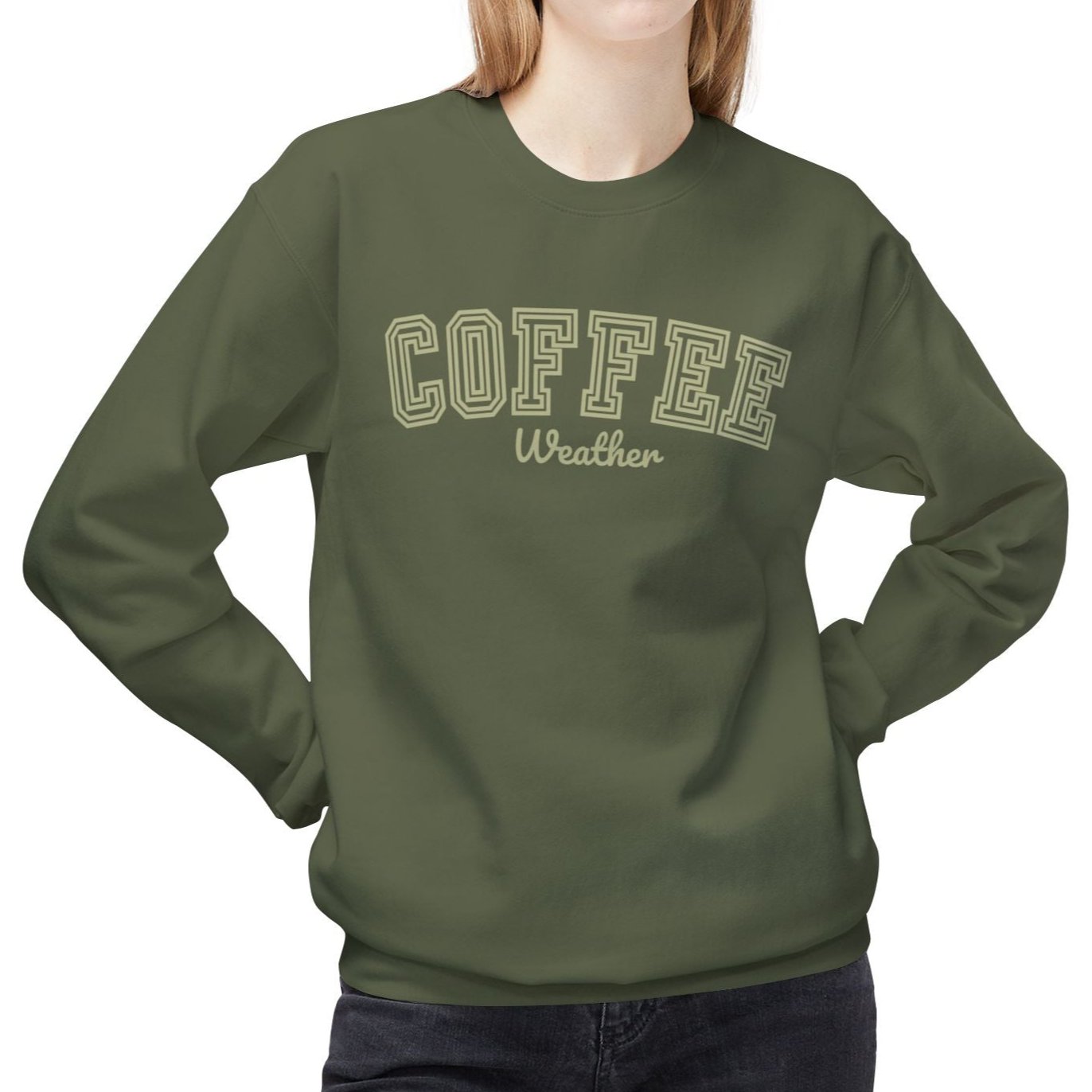 Women's Midweight Fleece Sweatshirt – "Coffee Weather" Cozy and Stylish Graphic Sweatshirt