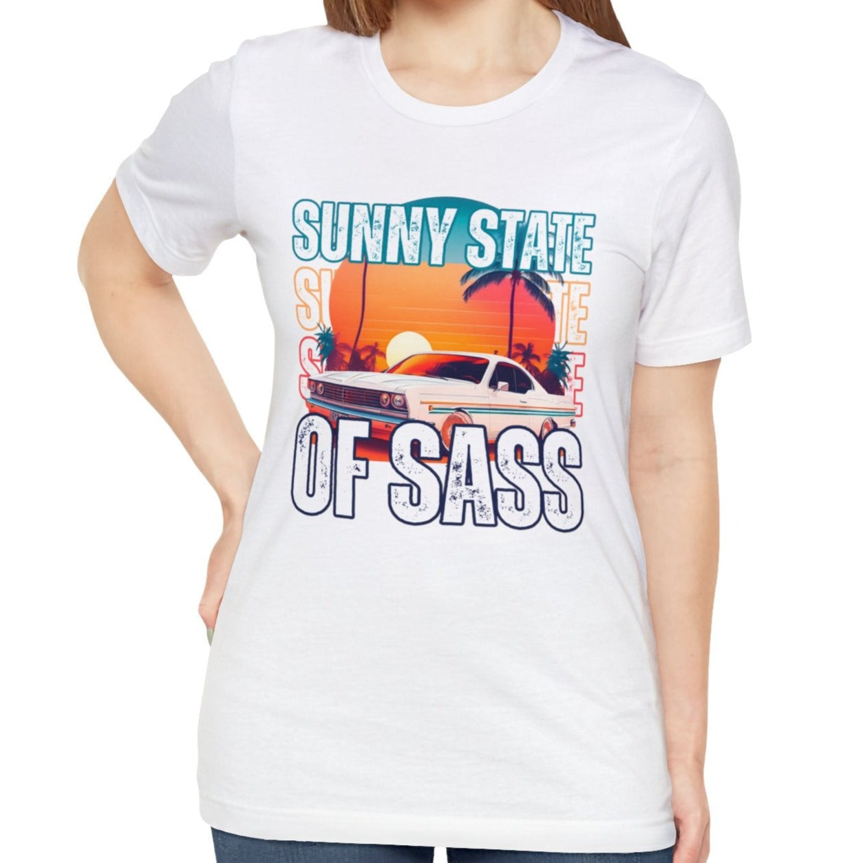 Sunny State of Sass Retro Car Women's Bella Canvas T-shirt - Eddy and Rita