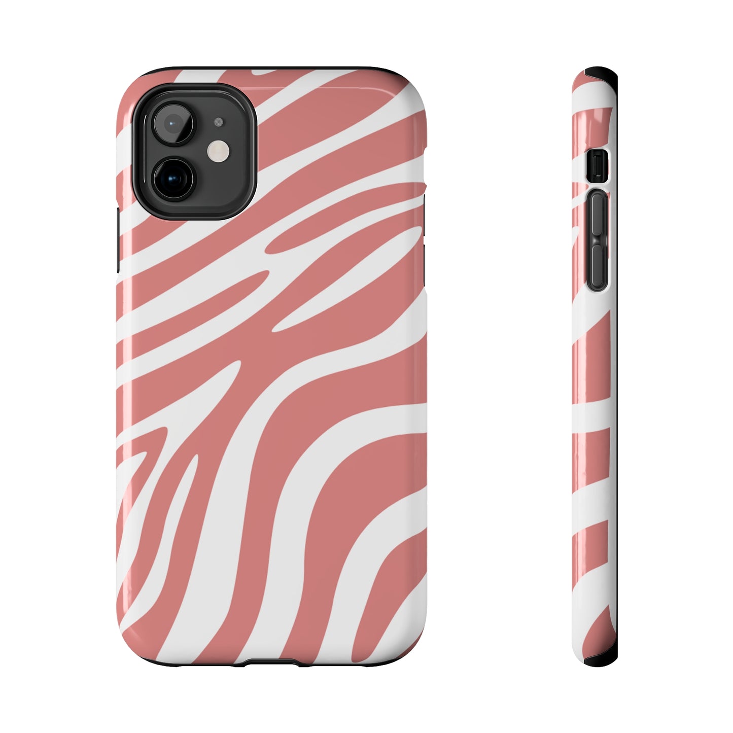 Pink and White Zebra Stripes iPhone Case - Stylish and Protective Cover for Your Device