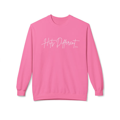 Eddy and Rita Women's Midweight Crewneck Sweatshirt - "Hits Different" Trendy Graphic Pullover