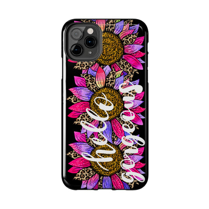 Hello Gorgeous Pink Purple Leopard Sunflowers iPhone Case - Stylish Floral Protective Cover