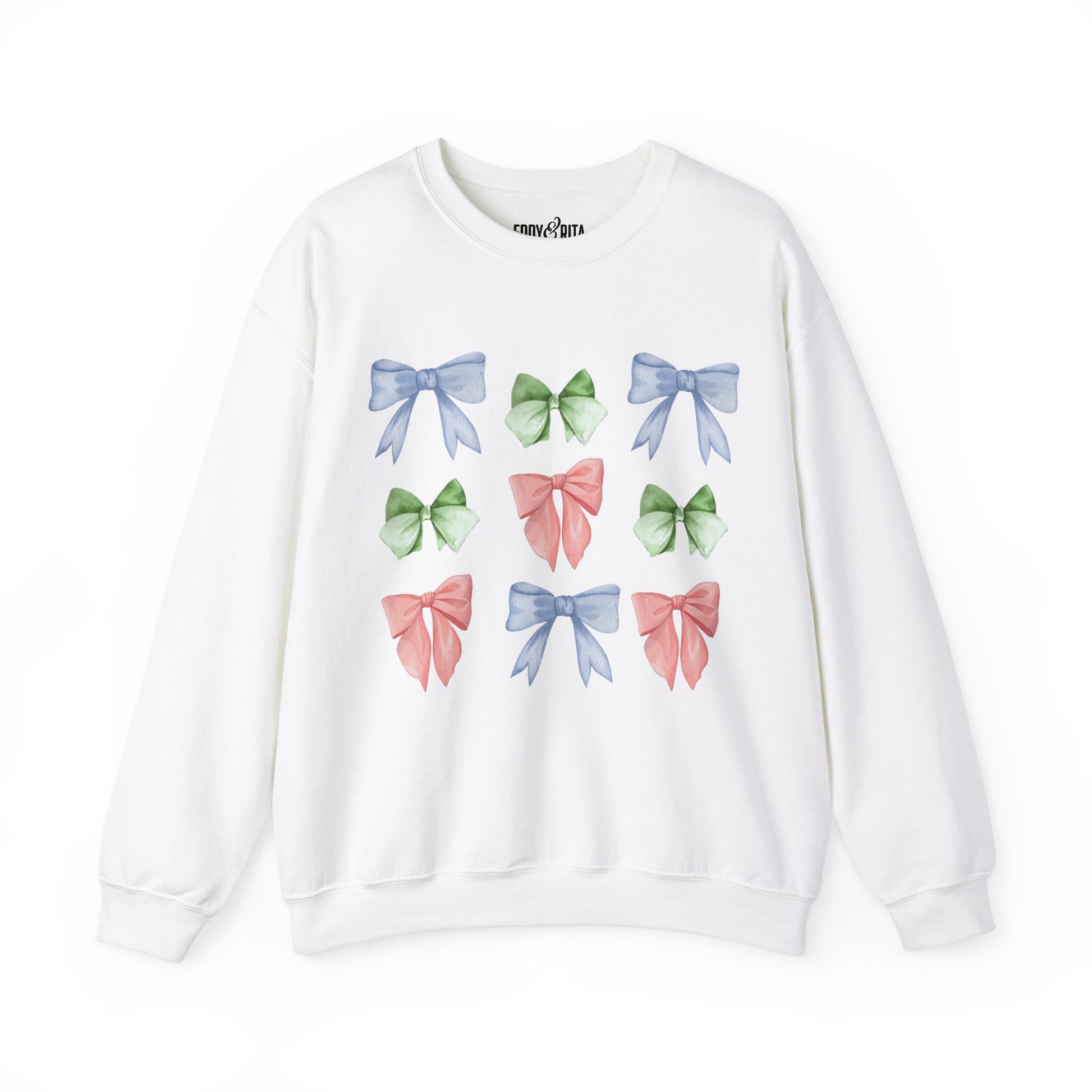 Eddy and Rita Women's Heavy Crewneck Sweatshirt - Pastel Bows Graphic Pullover