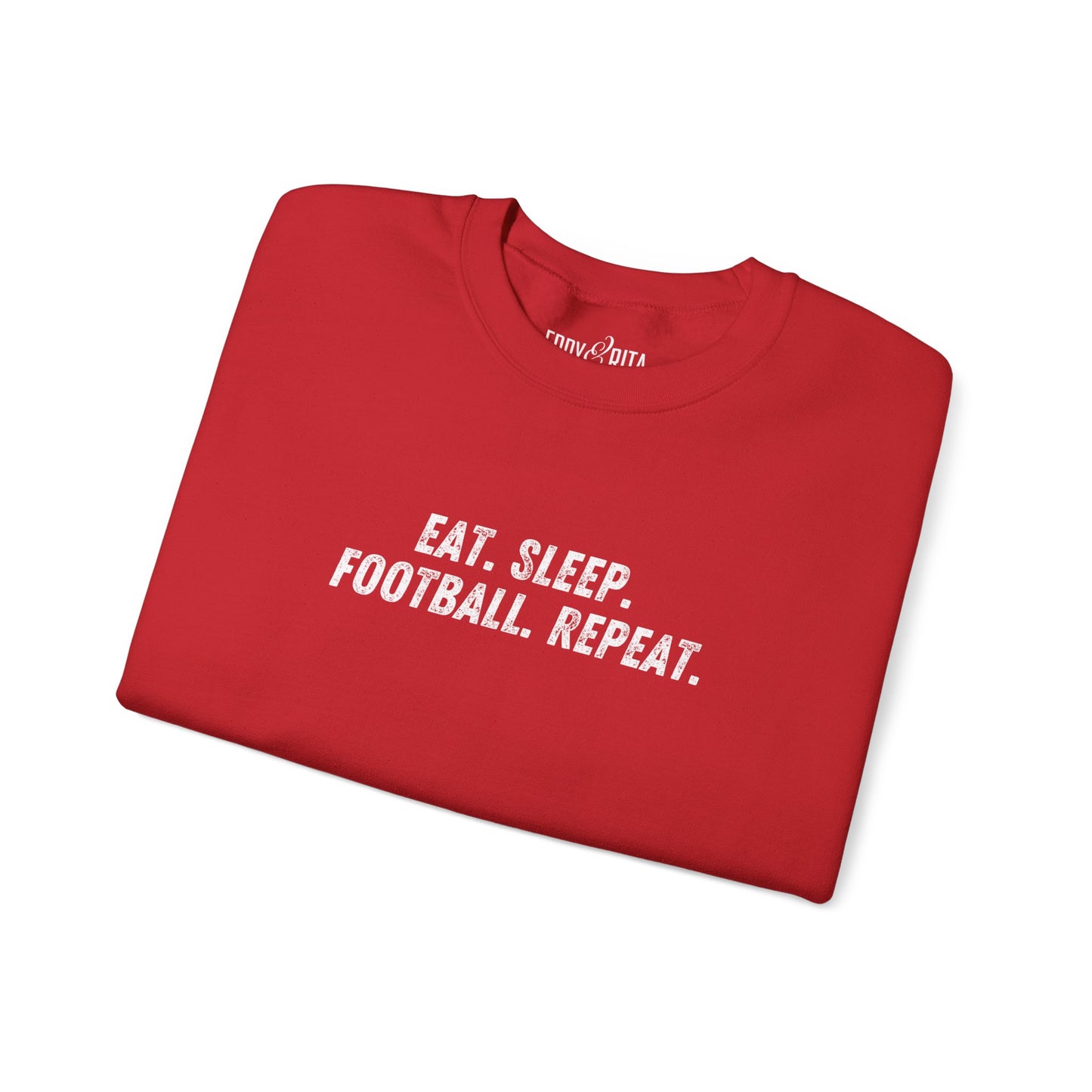 Men's Heavy Sweatshirt – "Eat. Sleep. Football. Repeat." Sports-Themed Graphic Sweatshirt