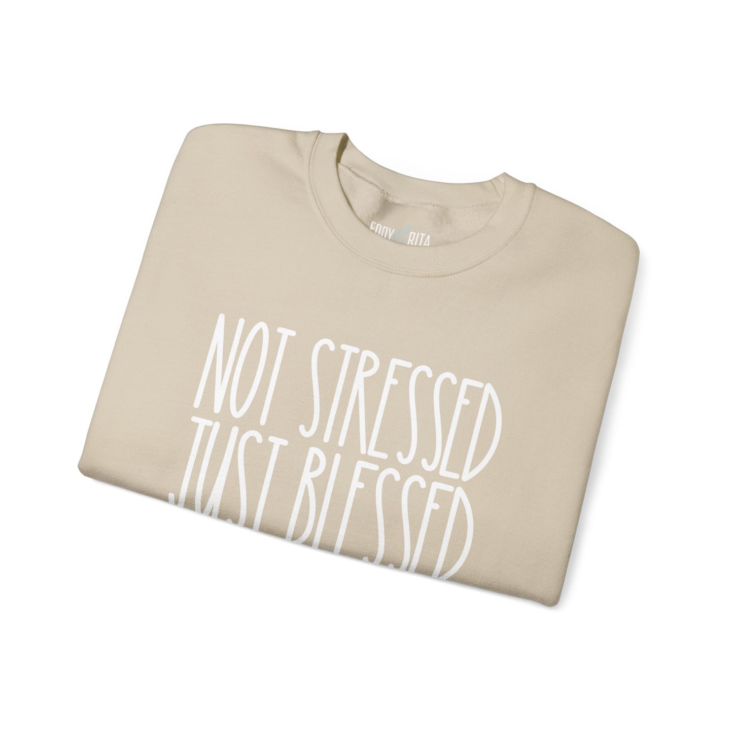 Women’s Heavy Sweatshirt – “Not Stressed Just Blessed” | Cozy and Inspirational Pullover