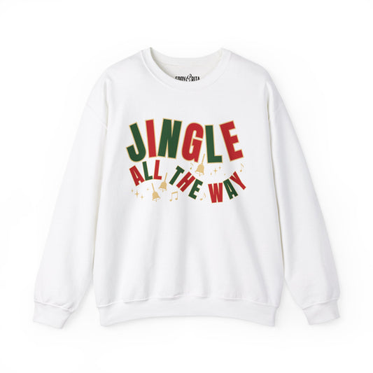 Women's Heavy Sweatshirt – "Jingle All The Way" Festive Christmas Graphic Sweatshirt