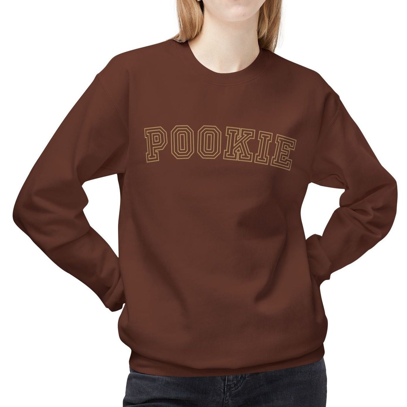 Eddy and Rita Women's Midweight Crewneck Sweatshirt - "Pookie" Cute and Cozy Graphic Pullover