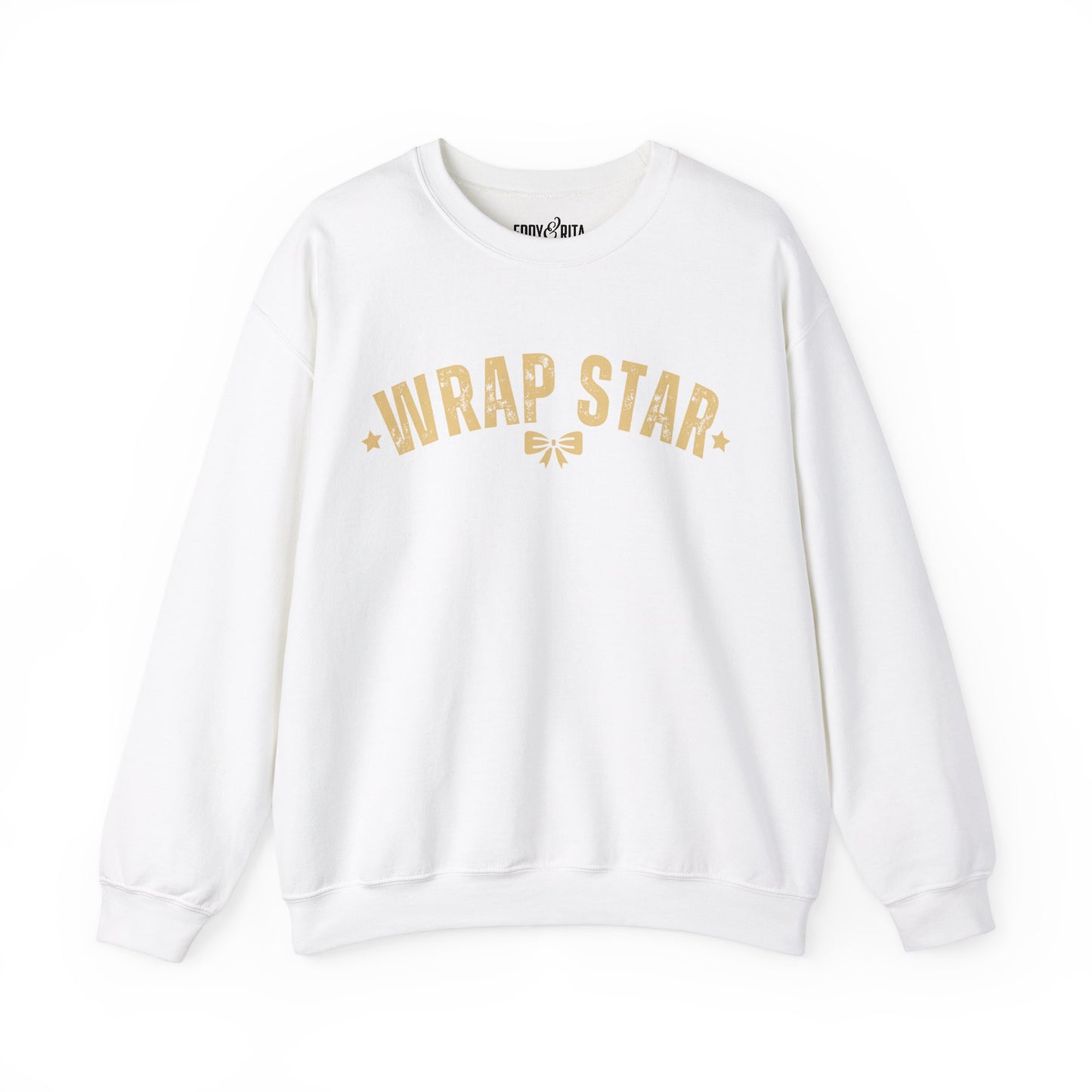 Women's Heavy Sweatshirt – "Wrap Star" Fun Holiday Gift Wrapping Graphic Sweatshirt