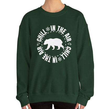 Women's Heavy Sweatshirt – "Chill In The Air Bear" Cozy Winter Graphic Sweatshirt