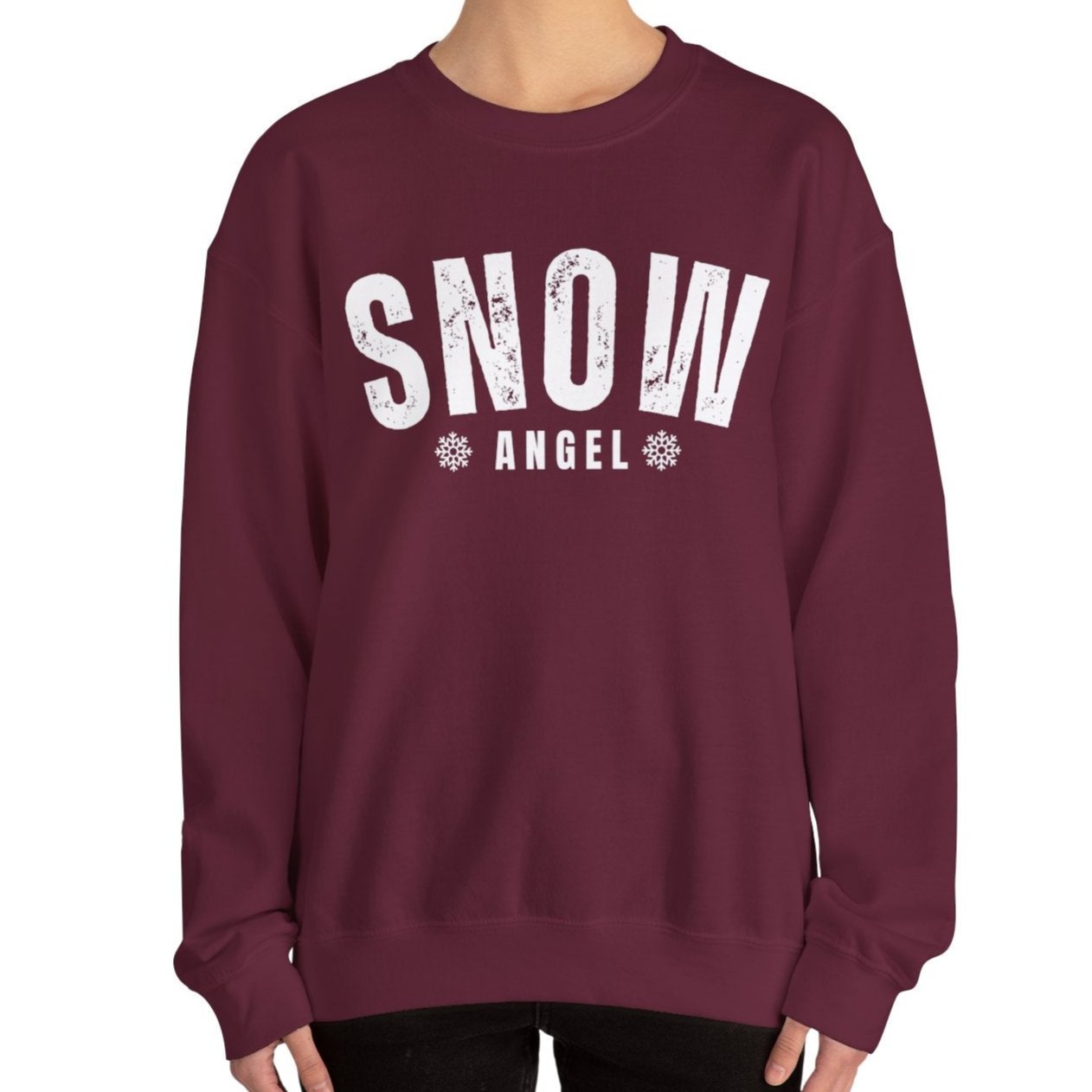 Women's Heavy Sweatshirt – "Snow Angel" Cozy Winter Graphic Sweatshirt