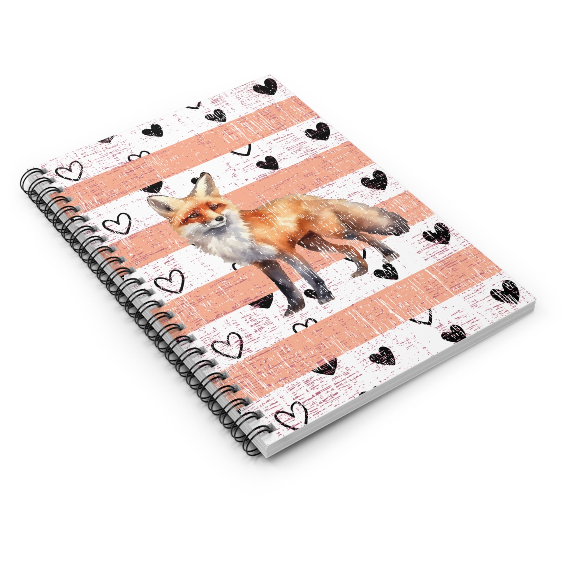 Foxy Whimsy: Ruled Spiral Notebook with Decorative Fox Cover Design - Eddy and Rita