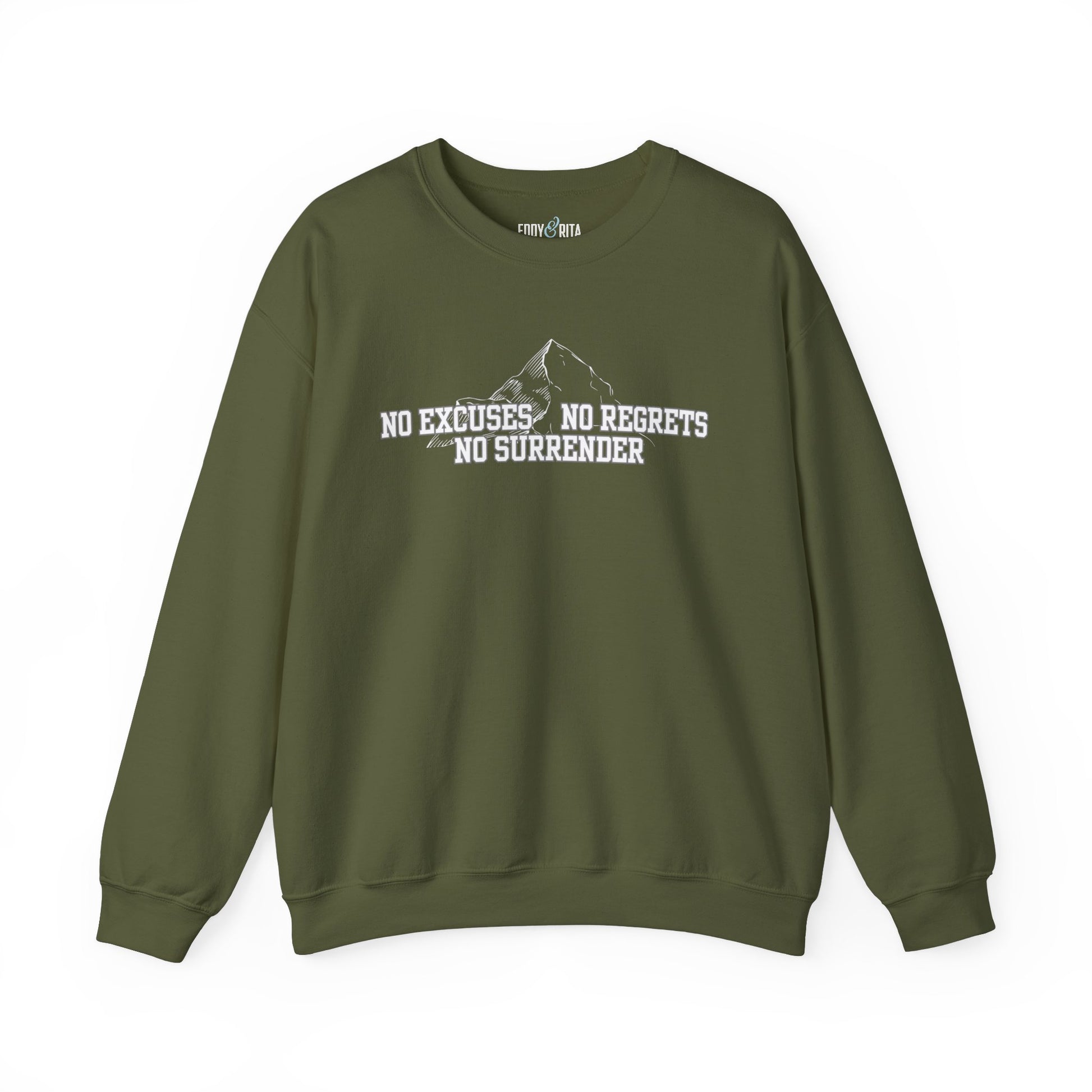 Unyielding Resolve: Men's Empowerment Sweatshirt - No Excuses, No Regrets, No Surrender