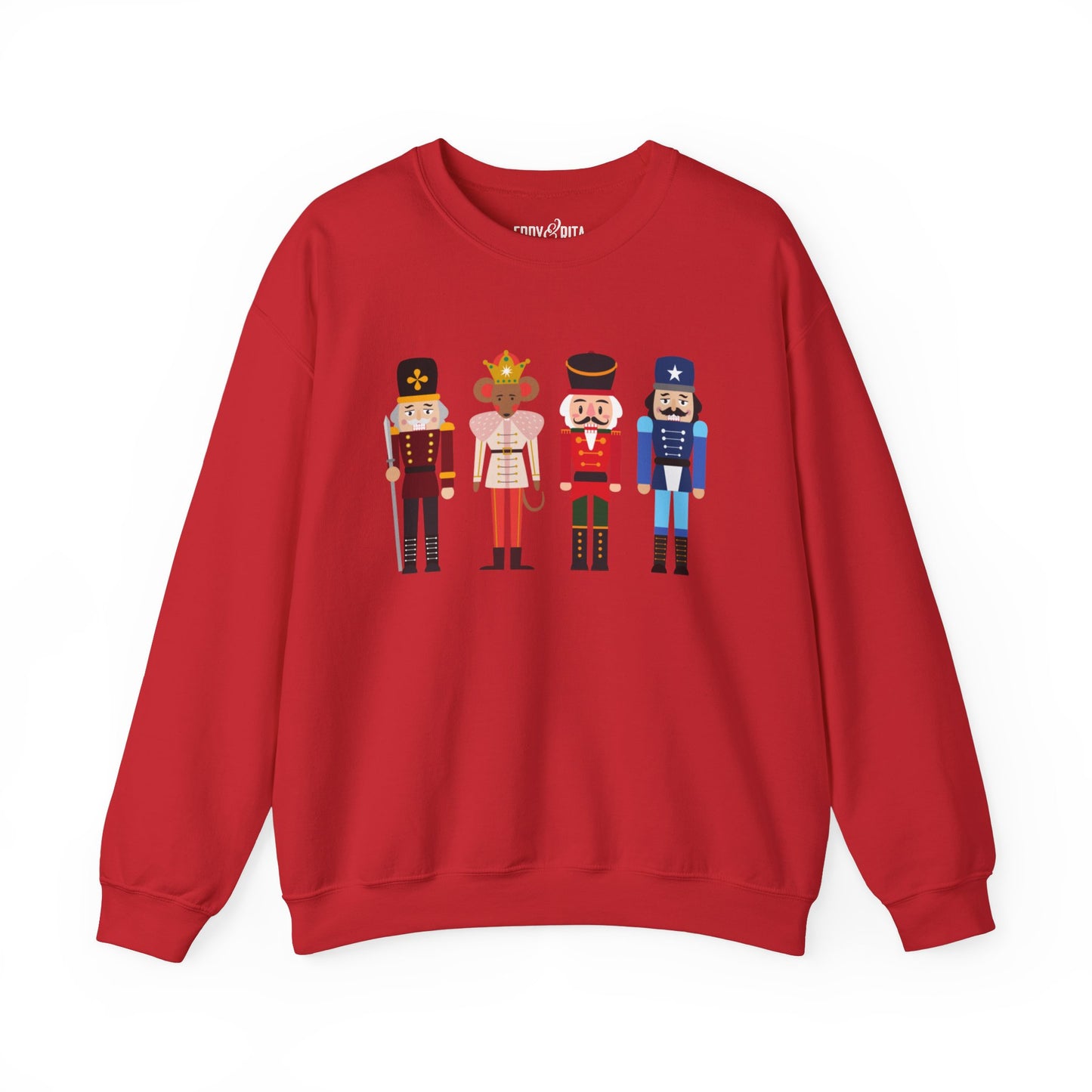 Women's Heavy Sweatshirt – "Nutcrackers" Festive Christmas Graphic Sweatshirt