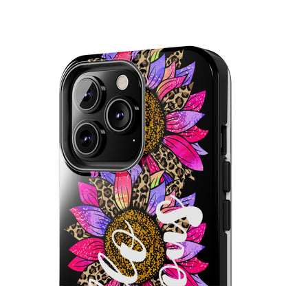 Hello Gorgeous Pink Purple Leopard Sunflowers iPhone Case - Stylish Floral Protective Cover