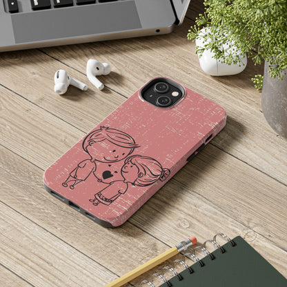 Romantic Couple Holding Hands Line Drawing Cell Phone Case - Rose Colored Love Cover