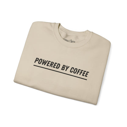 Men's Heavy Sweatshirt – "Powered by Coffee" Funny Graphic Sweatshirt for Coffee Lovers