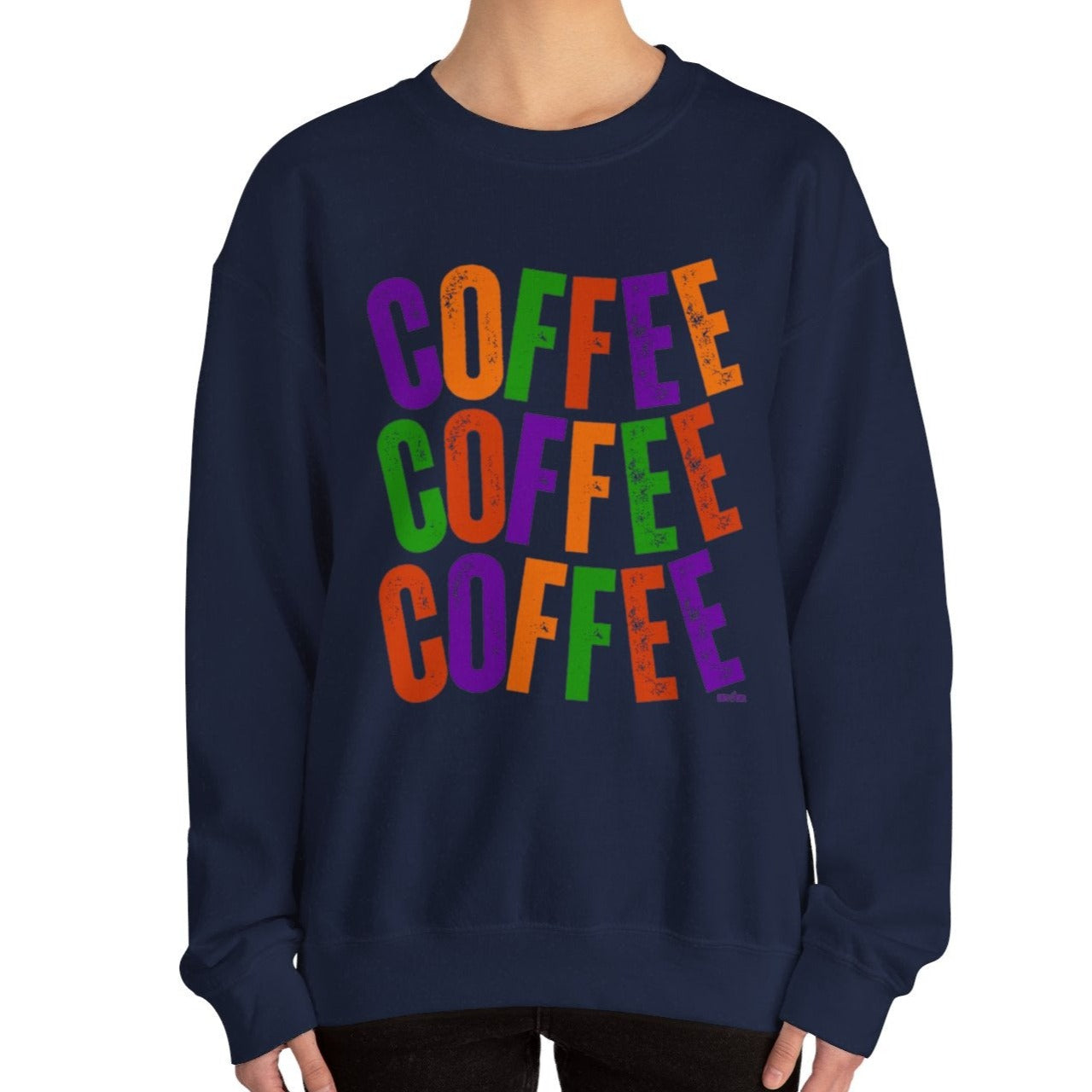 Women's Heavy Sweatshirt - "Coffee Coffee Coffee" Halloween Colors Graphic Pullover