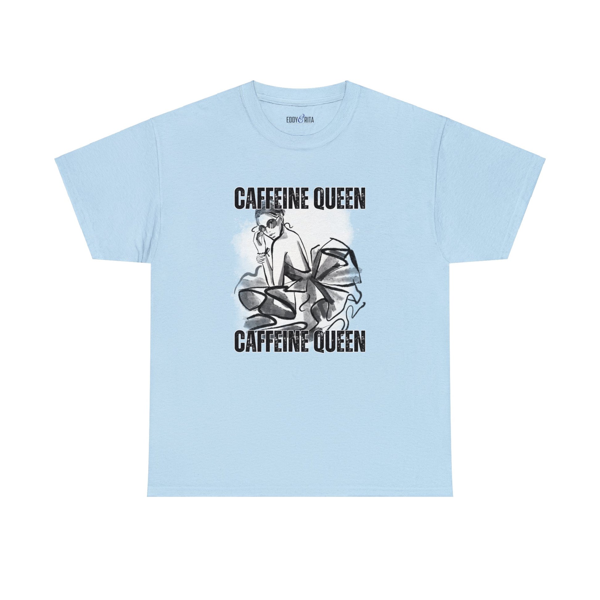 Caffeine Queen Comfort - Women's Heavy Cotton Tee for Coffee Lovers - Eddy and Rita