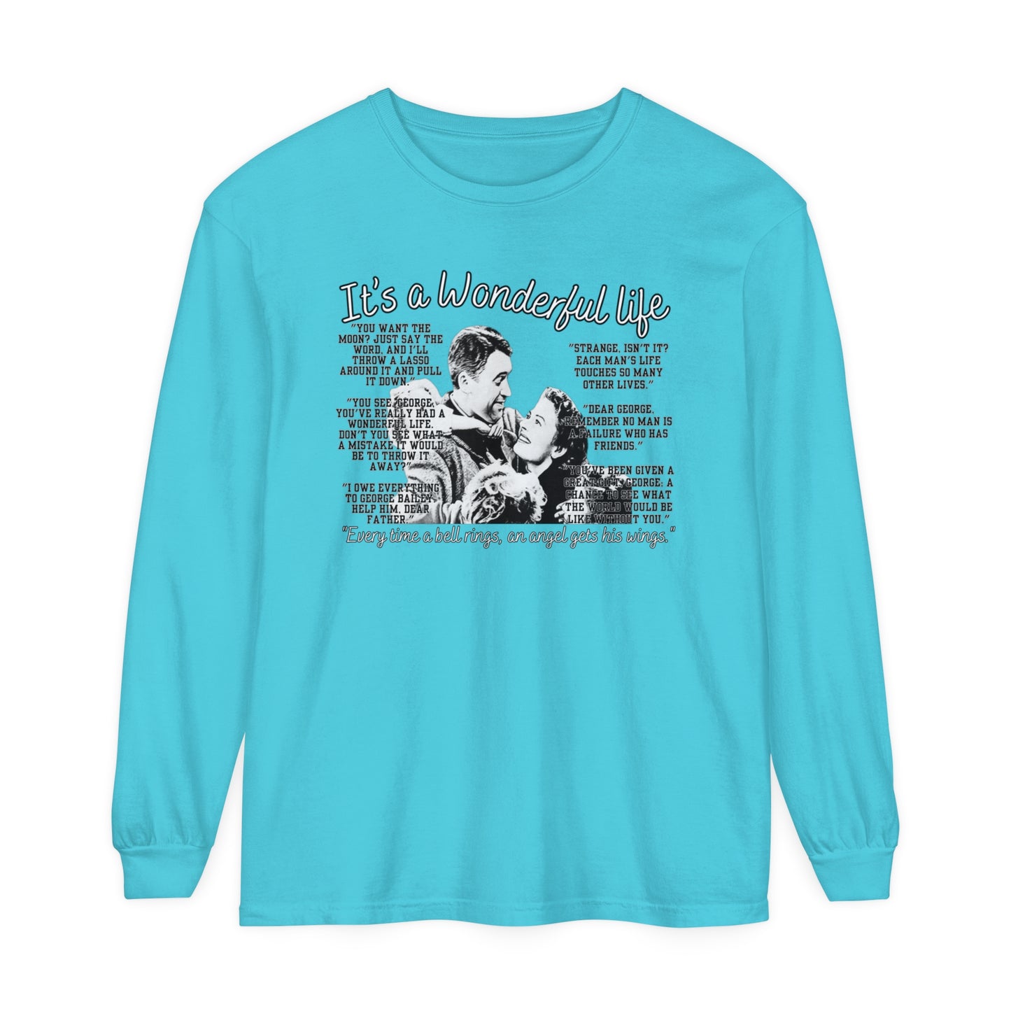 Women's Comfort Colors Long Sleeve Tee: 'It's a Wonderful Life' Christmas Movie Tribute Apparel