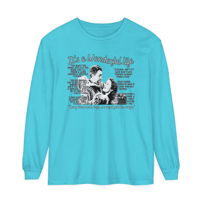 Women's Comfort Colors Long Sleeve Tee: 'It's a Wonderful Life' Christmas Movie Tribute Apparel