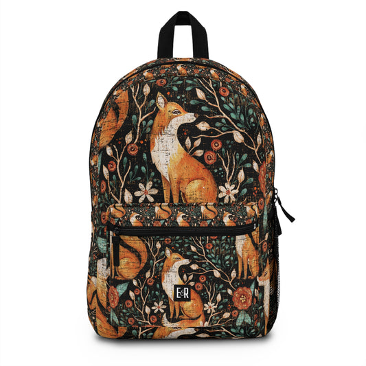 Christmas Backpack – Fox Against Botanical Floral Background Design | Elegant and Festive Holiday Bag for All Your Essentials